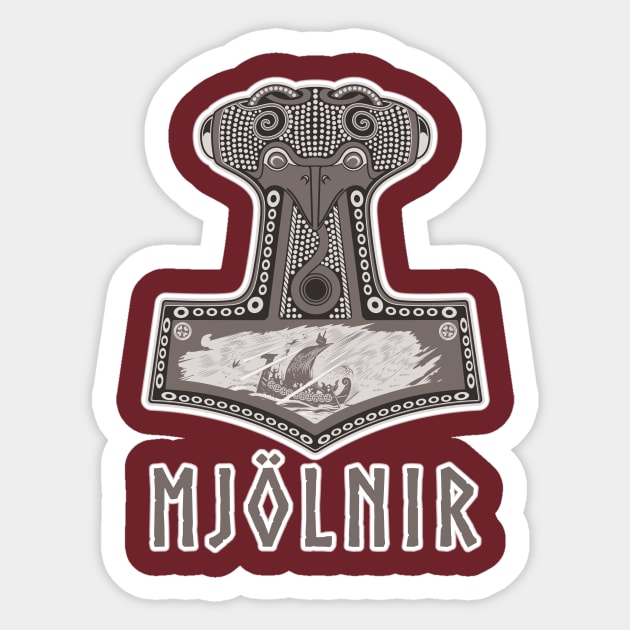 Mjolnir Norse Mythology Thor Hammer Viking Nordic Sticker by Grassroots Green